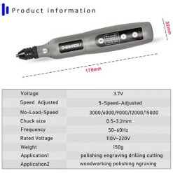 MERKMAK Perceuse Electrique Sans Fil 3.7V 5 Vitesses 3000-15000 Rpm Avec Eclairage Avec 24 Accessoires Mini Meuleuse Ensemble Gravure Sans Fil -Perceuse Soldes 2022 55886518 4