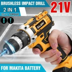 OULIGAY Perceuse Visseuse Sans Fil 21V + 1 Batteries Lithium+1 Chargeur，2 Vitesses -Perceuse Soldes 2022 56320462 4