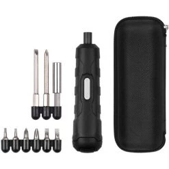 TANCYCO Kit De Mini Tournevis Sans Fil 4,2 V Avec 8 Embouts à Vis Fendus Cross Pozi, Outil à Main Tournevis électrique Type-C USB Rechargeable Tournevis à Main Rotation Avant/arrière, Avec Sac De Rangement à Fermeture éclair