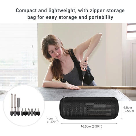 TANCYCO Kit De Mini Tournevis Sans Fil 4,2 V Avec 8 Embouts à Vis Fendus Cross Pozi, Outil à Main Tournevis électrique Type-C USB Rechargeable Tournevis à Main Rotation Avant/arrière, Avec Sac De Rangement à Fermeture éclair 4 TANCYCO Kit De Mini Tournevis Sans Fil 4,2 V Avec 8 Embouts à Vis Fendus Cross Pozi, Outil à Main Tournevis électrique Type-C USB Rechargeable Tournevis à Main Rotation Avant/arrière, Avec Sac De Rangement à Fermeture éclair – Image 2