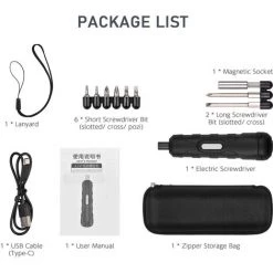 TANCYCO Kit De Mini Tournevis Sans Fil 4,2 V Avec 8 Embouts à Vis Fendus Cross Pozi, Outil à Main Tournevis électrique Type-C USB Rechargeable Tournevis à Main Rotation Avant/arrière, Avec Sac De Rangement à Fermeture éclair 9 TANCYCO Kit De Mini Tournevis Sans Fil 4,2 V Avec 8 Embouts à Vis Fendus Cross Pozi, Outil à Main Tournevis électrique Type-C USB Rechargeable Tournevis à Main Rotation Avant/arrière, Avec Sac De Rangement à Fermeture éclair -Perceuse Soldes 2022 56816539 3