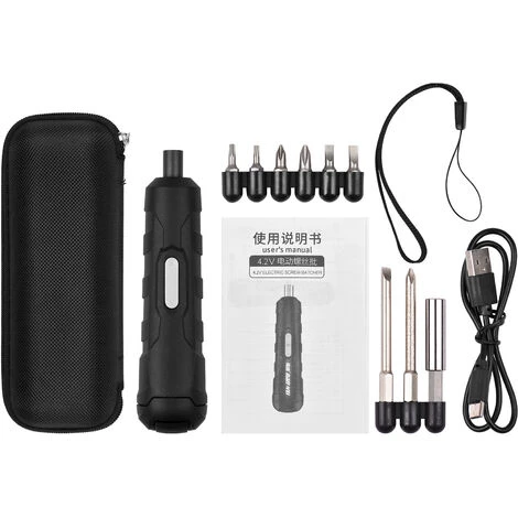TANCYCO Kit De Mini Tournevis Sans Fil 4,2 V Avec 8 Embouts à Vis Fendus Cross Pozi, Outil à Main Tournevis électrique Type-C USB Rechargeable Tournevis à Main Rotation Avant/arrière, Avec Sac De Rangement à Fermeture éclair 6 TANCYCO Kit De Mini Tournevis Sans Fil 4,2 V Avec 8 Embouts à Vis Fendus Cross Pozi, Outil à Main Tournevis électrique Type-C USB Rechargeable Tournevis à Main Rotation Avant/arrière, Avec Sac De Rangement à Fermeture éclair – Image 4
