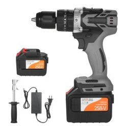 ASUPERMALL Perceuse-visseuse Sans Fil 21 V 6,0 A Couple Maximum 200 N.m Mandrin Sans Clé En Métal 1/2" 0-1550 RMP Perceuse à Percussion à Vitesse Variable Visseuse, 1 Batterie