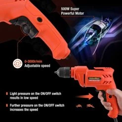 ValueMax Perceuse-Visseuse Filaire 500W, Perceuse/Visseuse 3000 Tr/min, Bouton De Vitesse Variable, Mandrin 3/8'', 3 Forets, Idéal Pour La Maison Et Le Bricolage 11 ValueMax Perceuse-Visseuse Filaire 500W, Perceuse/Visseuse 3000 Tr/min, Bouton De Vitesse Variable, Mandrin 3/8'', 3 Forets, Idéal Pour La Maison Et Le Bricolage -Perceuse Soldes 2022 57218680 5