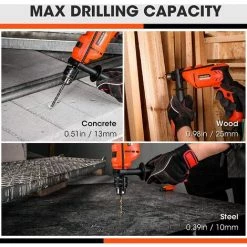 ValueMax Perceuse à Percussion Filaire 650 W, 2 Modes Perceuse Et Marteau, Mandrin De 13 Mm à Vitesse Variable, Perforateur Electrique Avec 3 Forets Hélicoïdaux Et 2 Forets à Béton 11 ValueMax Perceuse à Percussion Filaire 650 W, 2 Modes Perceuse Et Marteau, Mandrin De 13 Mm à Vitesse Variable, Perforateur Electrique Avec 3 Forets Hélicoïdaux Et 2 Forets à Béton -Perceuse Soldes 2022 57218683 5