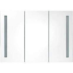 NOVA Miroir De Salle De Bain Moderne Et élégant 3 Portes Et Bandes LED 89x12x62 Cm Armoire De Salle De Bain à Miroir LED 89x14x62 Cm Noir Brillant -Perceuse Soldes 2022 57224273 5