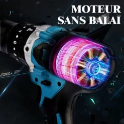 Perceuse Visseuse à Percussion 18V 3en1 20+3 90nm Convient Pour Batterie Makita Perceuse-visseuse Sans Fil Visseuse à Couple Sans Balais Onevan - Avec 2*batterie -Perceuse Soldes 2022 57879184 3