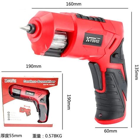 DONTODENT Sans Fil Tournevis électrique, 3.6V Batterie Rechargeable Au Lithium Avec Deformable Et Tête - Batterie Au Lithium 3,6 V * Rouge 4 DONTODENT Sans Fil Tournevis électrique, 3.6V Batterie Rechargeable Au Lithium Avec Deformable Et Tête - Batterie Au Lithium 3,6 V * Rouge – Image 2