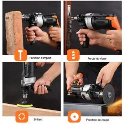 Cisea 980W 3000RPM, Fonction Marteau Et Perceuse électrique 2 En 1,Poignée Rotative à 360°, Perforateur Taille De Mandrin 0-13mm 9 Cisea 980W 3000RPM, Fonction Marteau Et Perceuse électrique 2 En 1,Poignée Rotative à 360°, Perforateur Taille De Mandrin 0-13mm -Perceuse Soldes 2022 57963202 3