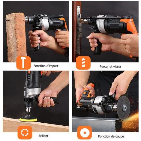Cisea 980W 3000RPM, Fonction Marteau Et Perceuse électrique 2 En 1,Poignée Rotative à 360°, Perforateur Taille De Mandrin 0-13mm 5 Cisea 980W 3000RPM, Fonction Marteau Et Perceuse électrique 2 En 1,Poignée Rotative à 360°, Perforateur Taille De Mandrin 0-13mm – Image 3