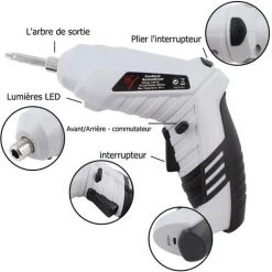 Cisea Mini Tournevis électrique Rechargeable Sans Fil Avec Chargeur USB Et Jeu De 10 Embouts Magnétiques - Tournevis électrique Avec Batterie Au Lithium 1300 MAh, Alimentation 3,6 V Et Vitesse De 250 Tr/min. -Perceuse Soldes 2022 57963220 3