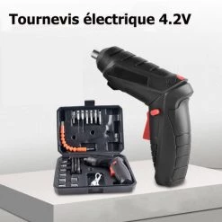 Cisea Embout De Tournevis Sans Fil 3,5 Nm, Tournevis 1800 MAh 4,2 V + 46 Accessoires, Câble De Charge USB, Parfait Pour Les Artisans, L'installation De Meubles Et Les Jouets.