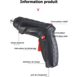 Cisea Embout De Tournevis Sans Fil 3,5 Nm, Tournevis 1800 MAh 4,2 V + 46 Accessoires, Câble De Charge USB, Parfait Pour Les Artisans, L'installation De Meubles Et Les Jouets. -Perceuse Soldes 2022 57963222 3