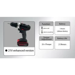 Cisea Perceuse électrique Multifonctionnelle Tournevis 21V Batterie Au Lithium Domestique Outil De Poinçonnage Domestique Pour Percer Le Mur Bois Métal -Perceuse Soldes 2022 58082479 5