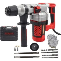 Cisea Perceuse Percussion Marteau Perforateur Perforateur Burineur (2200W,12J,Fréquence De Frappe:900bpm,Diamètre Maximal Du Sondage: 26mm,livrée Avec Accessoires Et Coffret De Rangement)