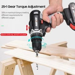 TANCYCO Perceuse Sans Fil Portable 21 V Mandrin 3/8" 25 + 1 Réglage De Vitesse Perceuse électrique Portative Perceuse électrique Avec Indicateur De Batterie LED Lampe De Travail 2 Vitesses Variables 30 N.m Couple Max. Comprend 1500 MAh -Perceuse Soldes 2022 58114924 4