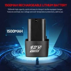 TANCYCO Perceuse Sans Fil Portable 12 V Mandrin 3/8" Réglage De Vitesse 25 + 1 Perceuse électrique Portative Perceuse électrique Avec Indicateur De Batterie Lampe De Travail LED 2 Vitesses Variables Couple Max 20 N.m Comprend 1500 MAh -Perceuse Soldes 2022 58114932 5