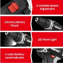 TANCYCO Perceuse Sans Fil Portable 16,8 V Mandrin 3/8" Réglage De Vitesse 25 + 1 Perceuse électrique Portative Avec Indicateur De Batterie Lampe De Travail LED 2 Vitesses Variables Couple Max 25 N.m Comprend 1500 MAh 10 TANCYCO Perceuse Sans Fil Portable 16,8 V Mandrin 3/8" Réglage De Vitesse 25 + 1 Perceuse électrique Portative Avec Indicateur De Batterie Lampe De Travail LED 2 Vitesses Variables Couple Max 25 N.m Comprend 1500 MAh -Perceuse Soldes 2022 58114933 4