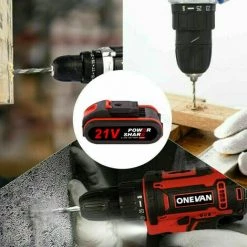 Perceuse Visseuse à Percussion Sans Fil 21V 3en1 40N.M Perceuse à Percussion ONEVAN - Avec 2 Batteries 24 Accessoires Et 1Boîte -Perceuse Soldes 2022 58211833 5