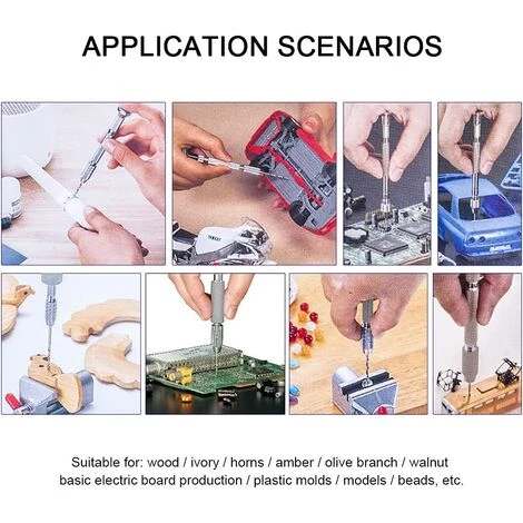 FONTAINEBLEAU 1 Pcs Mini Perceuse Modelisme Perceuse Manuelle Avec 10 Pcs 0.8-3 Mm Twist Drill MIni Perceuse à Main Pour Bijoux Résine Bois Bougie Et Modélisme Artisanat Sculpture Bricolag Forage, Fonepro 6 FONTAINEBLEAU 1 Pcs Mini Perceuse Modelisme Perceuse Manuelle Avec 10 Pcs 0.8-3 Mm Twist Drill MIni Perceuse à Main Pour Bijoux Résine Bois Bougie Et Modélisme Artisanat Sculpture Bricolag Forage, Fonepro – Image 4