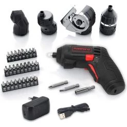 GRID COOL Visseuse Sans Edition Set (Livré Avec Renvoi D’angle Et Mandrin Excentré, Chargeur USB, Batterie Intégrée 3,6 V) -Perceuse Soldes 2022 58347214 4