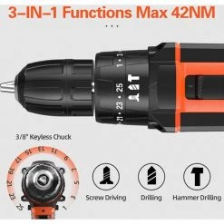 GRID COOL Perceuse Visseuse Sans Fil 21V,1 Batteries 1.5Ah, 32Nm Couple Max, Mandrin Auto-serrant0.8-10mm, LED Pour Bricolage -Perceuse Soldes 2022 58347219 4