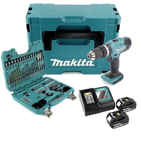 Makita DHP 453 RTJ Perceuse-visseuse à Percussion Sans Fil 18V 42Nm + Makpac + 2x Batteries 5,0 Ah + Chargeur + Jeu D'embouts Et Perceuses - 100 Pièces 5 Makita DHP 453 RTJ Perceuse-visseuse à Percussion Sans Fil 18V 42Nm + Makpac + 2x Batteries 5,0 Ah + Chargeur + Jeu D'embouts Et Perceuses - 100 Pièces – Image 3