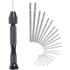 ENLENK MIni Perceuse à Main Twist Drill Bits +25 Micro Forets Hélicoïdaux Sans Fil En Aluminium Pin Vise Outils Rotatifs Forets Hélicoïdaux Adjustable Pyrogravure Maison Plastique Trou Cuivre