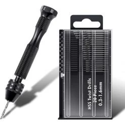 ENLENK 21 Pièces Ensemble De Pin Vise Comprend Perceuse à Main Pin Vise Et 20 Pièces Mini Forets Hélicoïdaux (0,3 à 1,6 Mm) Pour Diy Bois Argile Résine Moulage Fabrication De Pendentif Bijoux