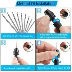 ENLENK 21 Pièces Ensemble De Pin Vise Comprend Perceuse à Main Pin Vise Et 20 Pièces Mini Forets Hélicoïdaux (0,3 à 1,6 Mm) Pour Diy Bois Argile Résine Moulage Fabrication De Pendentif Bijoux -Perceuse Soldes 2022 58502261 4