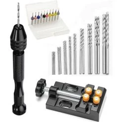 ENLENK Ensemble De Mini-Perceuses à Main 37 PCS Pour L'artisanat, Forets Hélicoïdaux De Précision Pin Vise Avec Mini étau De Perceuse à Colonne, Jeu De Forets Manuels, Foret PCB De 0,3 à 1,2 Mm