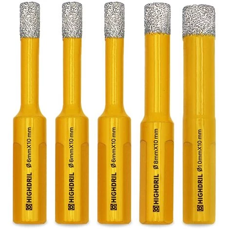 HIASDFLS Forets Diamantés De 6/6/8/10 Mm De Diamètre Pour Béton, Granit, Marbre, Verre, Porcelaine, Carrelage, Maçonnerie, Brique, Tige Triangulaire, 5 Pcs 3 HIASDFLS Forets Diamantés De 6/6/8/10 Mm De Diamètre Pour Béton, Granit, Marbre, Verre, Porcelaine, Carrelage, Maçonnerie, Brique, Tige Triangulaire, 5 Pcs