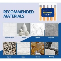 HIASDFLS Forets Diamantés De 6/6/8/10 Mm De Diamètre Pour Béton(Lot De 5 ), Granit, Marbre, Verre, Porcelaine, Carrelage, Maçonnerie, Brique, Tige Triangulaire -Perceuse Soldes 2022 58678119 3