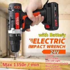 MOHOO Perceuse à Percussion Sans Fil Raitool 24 V 10 Mm Rechargeable 2 Vitesses 1 Batterie -Perceuse Soldes 2022 58682180 3