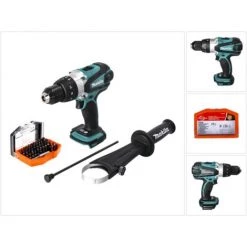 Makita DHP 458 Z Perceuse à Percussion Sans Fil 18 V 91 Nm + Jeu D'embouts - 44 Pièces - Sans Batterie, Sans Chargeur