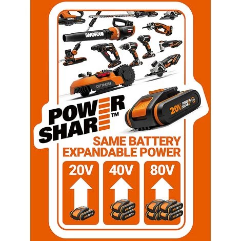 WORX 18V(20V MAX) Perceuse à Percussion WX354.1, Moteur Sans Balai, PowerShare 4 WORX 18V(20V MAX) Perceuse à Percussion WX354.1, Moteur Sans Balai, PowerShare – Image 2