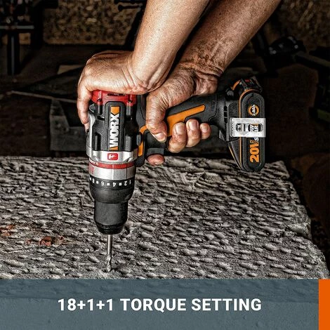 WORX 18V(20V MAX) Perceuse à Percussion WX354.1, Moteur Sans Balai, PowerShare 6 WORX 18V(20V MAX) Perceuse à Percussion WX354.1, Moteur Sans Balai, PowerShare – Image 4