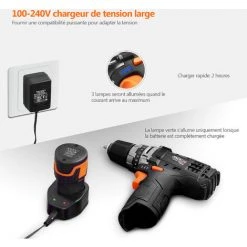 TODOT Perceuse Visseuse à Percussion Sans Fil 12V, 24pcs, Outil De Réglage Du Moteur Couple 1500 MAh, - PCD01B -Perceuse Soldes 2022 58757977 4