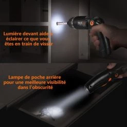 TODOT Tournevis Sans Fil Rechargeable 31 Pcs, 3.6 V, 4Nm Max, Réglage Du Couple 6+1, Lumière LED Avant Et Arrière - SDH13DC -Perceuse Soldes 2022 58757986 5