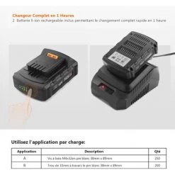 TODOT Perceuse Visseuse Sans Fil 18V , 35 Nm, 43 Pcs, 2 Vitesses, Charge Rapide 1h, 2 Batteries, Perceuse à Percussion - PCD04B -Perceuse Soldes 2022 58757991 4