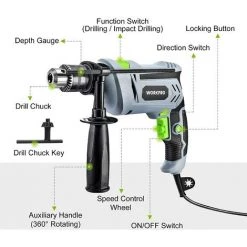WORKPRO Perforateur Electrique 850W, Perceuse à Percussion Filaire De Perceuse 3000 Tr/min, Marteau Et Perceuse 2 En 1 Avec Poignée Rotative à 360°, 3 Forets Hélicoïdaux Et 2 Forets à Béton -Perceuse Soldes 2022 58974825 4