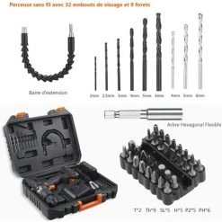JOORRT Perceuse Visseuse Sans Fil Perceuse A Percussion 18V 35Nm 2 Batteries Au Lithium-ion 2.0Ah Mandrin Métal Auto-sérrant 13mm 2 Vitesses Charge Rapide 1h 43pcs Accessoires 8 JOORRT Perceuse Visseuse Sans Fil Perceuse A Percussion 18V 35Nm 2 Batteries Au Lithium-ion 2.0Ah Mandrin Métal Auto-sérrant 13mm 2 Vitesses Charge Rapide 1h 43pcs Accessoires -Perceuse Soldes 2022 59171139 2