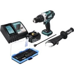 Makita DHP 458 RF1 Perceuse-visseuse à Percussion Sans Fil 18 V 91 Nm + 1x Batterie 3,0 Ah + Chargeur + Jeu D'embouts - 100 Pièces -Perceuse Soldes 2022 59331926 2
