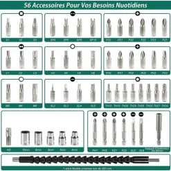 Visseuse Sans Fil 3N.m, HYCHIKA Portable Visseuse Devisseuse Sans Fil Portable 2.0Ah 3.6V Avec 56 Accessoires -Perceuse Soldes 2022 59429910 4