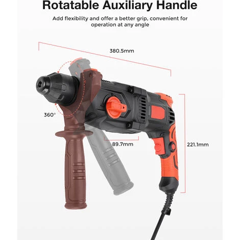 INSMA Perforateur Marteau Filaire Mensela 1050W 2.8J Z1C-DS-26FQ En Coffret 6 INSMA Perforateur Marteau Filaire Mensela 1050W 2.8J Z1C-DS-26FQ En Coffret – Image 4