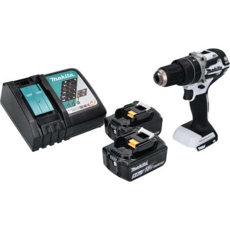 Makita DHP 484 RT W Perceuse-visseuse à Percussion Sans Fil 18 V 54 Nm Brushless + 2x Batteries 5,0 Ah + Chargeur 4 Makita DHP 484 RT W Perceuse-visseuse à Percussion Sans Fil 18 V 54 Nm Brushless + 2x Batteries 5,0 Ah + Chargeur – Image 2