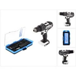Makita DHP 482 ZW Perceuse-visseuse à Percussion Sans Fil 18 V 62 Nm + Jeu D'embouts De 100 Pièces - Sans Batterie, Sans Chargeur