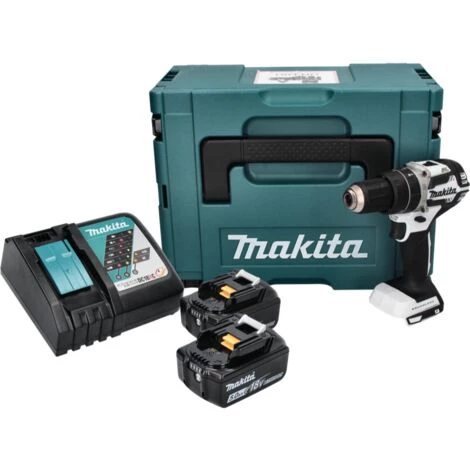 Makita DHP 484 RTJ W Perceuse-visseuse à Percussion Sans Fil 18 V 54 Nm Brushless + 2x Batteries 5,0 Ah + Chargeur + Makpac 4 Makita DHP 484 RTJ W Perceuse-visseuse à Percussion Sans Fil 18 V 54 Nm Brushless + 2x Batteries 5,0 Ah + Chargeur + Makpac – Image 2