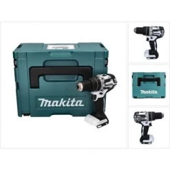 Makita DHP 484 ZJ W Perceuse-visseuse à Percussion Sans Fil 18 V 54 Nm Brushless + Makpac - Sans Batterie, Sans Chargeur