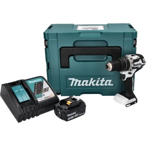 Makita DHP 484 RF1J W Perceuse-visseuse à Percussion Sans Fil 18 V 54 Nm Brushless + 1x Batterie 3,0 Ah + Chargeur + Makpac 4 Makita DHP 484 RF1J W Perceuse-visseuse à Percussion Sans Fil 18 V 54 Nm Brushless + 1x Batterie 3,0 Ah + Chargeur + Makpac – Image 2